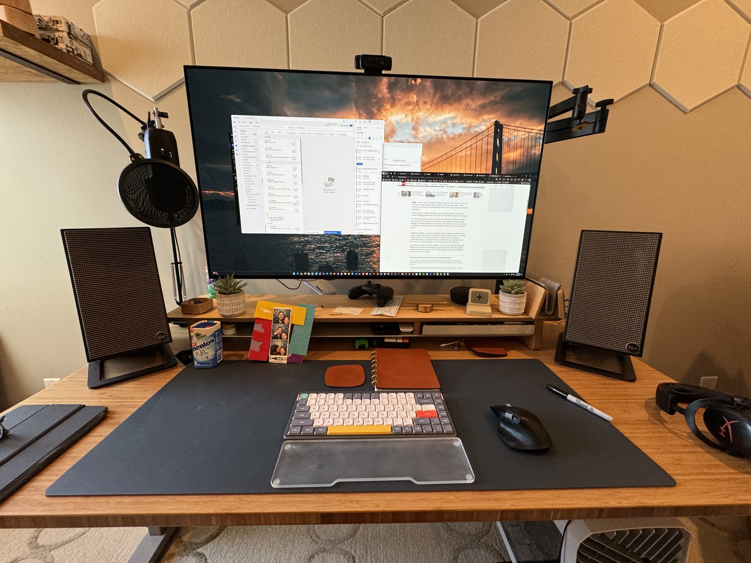 Organized workspace with laptop and productivity tools
